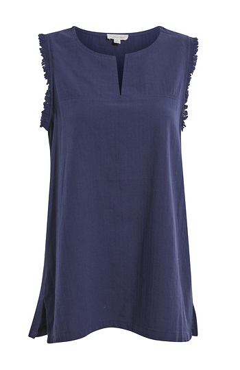 Washed Cotton Fray Detailed Top Slide 1
