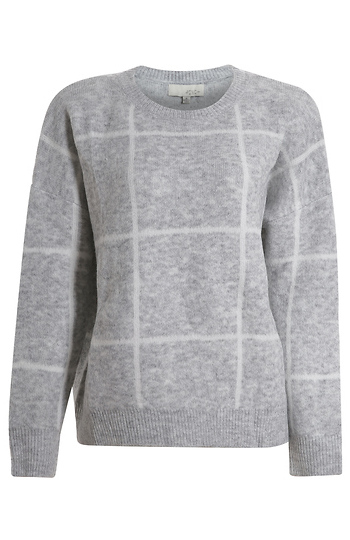 Checked Pullover Rib Knit Sweater Slide 1