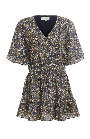 Floral Surplice Mini Dress Slide 1