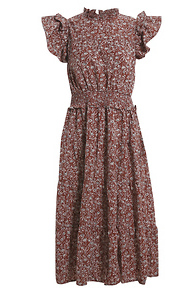 Floral Ruffle Midi Dress Slide 1