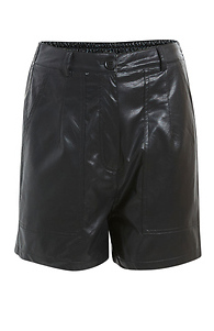 High Rise Faux Leather Shorts Slide 1