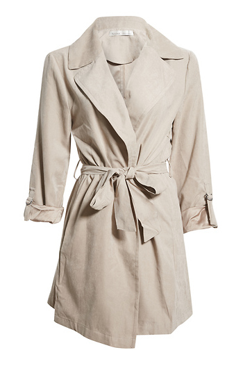 Peach Skin Tie Front Long Coat Slide 1