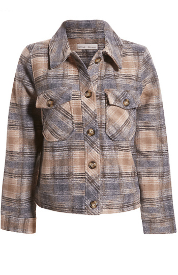 Plaid Print Shacket Slide 1