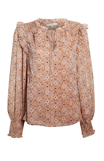 Split Neck Printed Blouse Slide 1