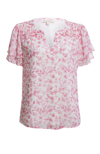 Floral Print Ruffle Top Slide 1