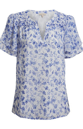 Floral Print Ruffle Top Slide 1