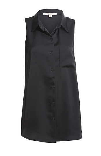 Sleeveless Satin Button Down Slide 1