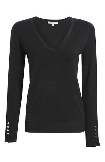 V Neck Knit Long Sleeve With Button Detail Slide 1