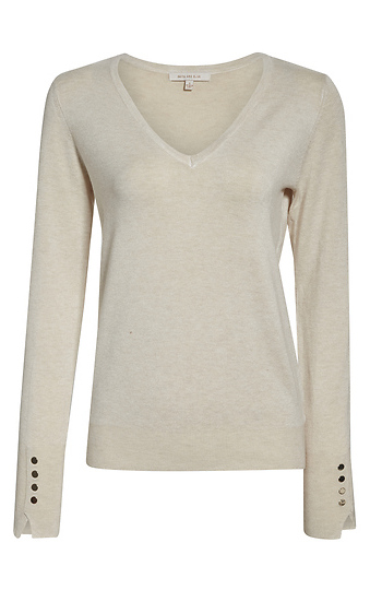 V Neck Knit Long Sleeve With Button Detail Slide 1