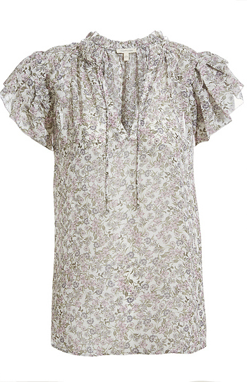 Floral Chiffon Ruffle Blouse Slide 1