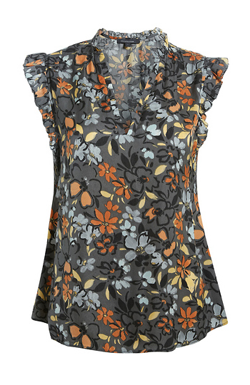 Floral Ruffle Trim Tank Slide 1