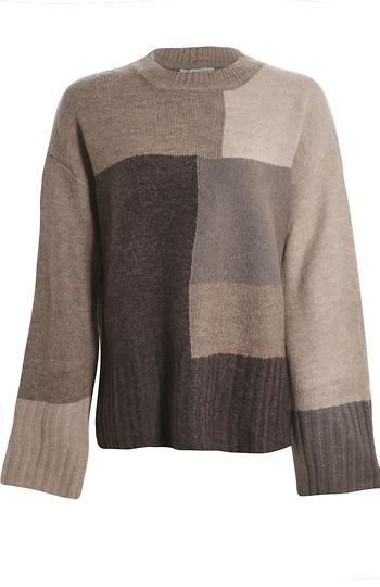 Color Block Rib Knit Sweater Slide 1