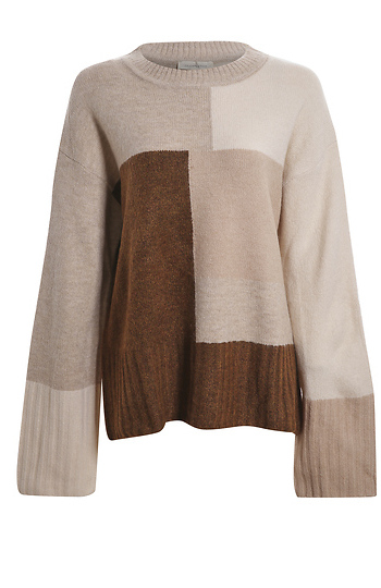 Color Block Rib Knit Sweater Slide 1