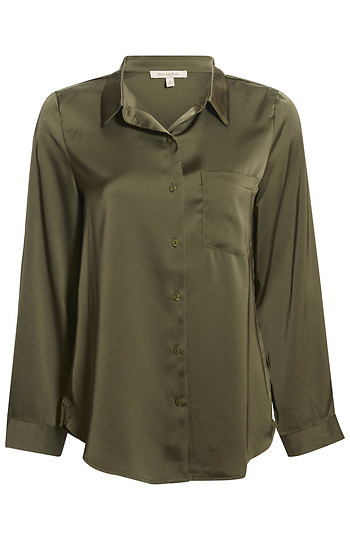 Satin Button Down Shirt Slide 1