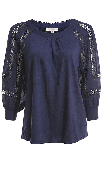 Crochet Lace Trim Knit Top Slide 1