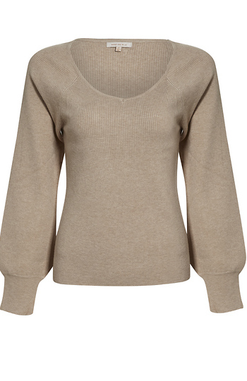 Balloon Sleeve Rib Knit Top Slide 1