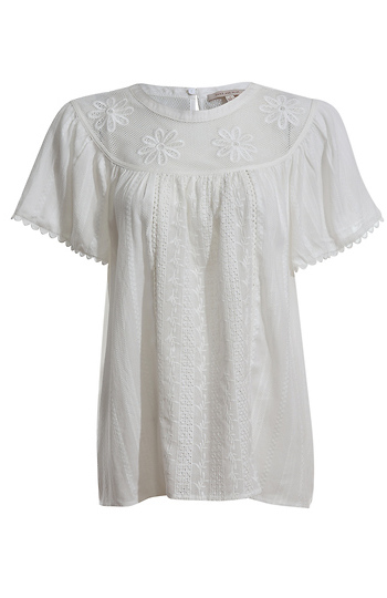 Short Sleeve Lace Detail Top Slide 1