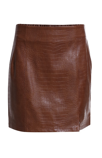 Skies Are Blue Mini Faux Animal Embossed Leather Skirt Slide 1