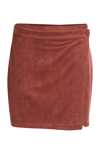 Faux Suede Wrap Mini Skirt Slide 1