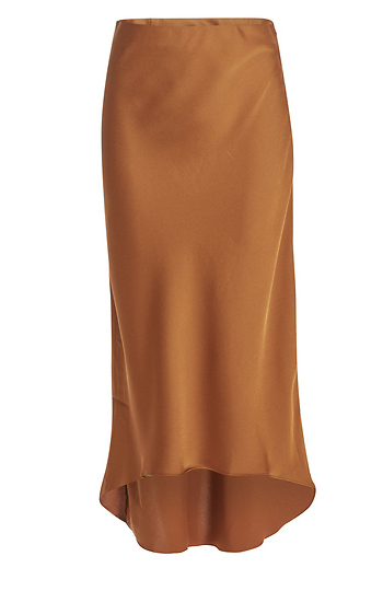 High Low Midi Satin Skirt Slide 1