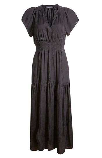 Smocked Split Neck Dress Slide 1