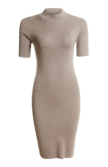 Mock Neck Short Sleeve Knit Dress Slide 1