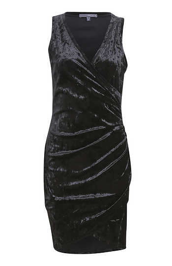 Shirred Side Velvet Mini Dress Slide 1