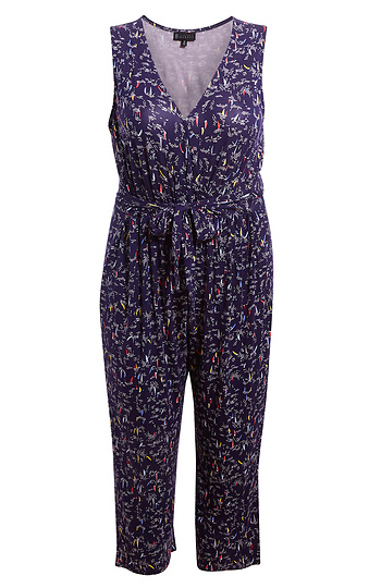 Surplice Tie Printed Jumpsuit Slide 1