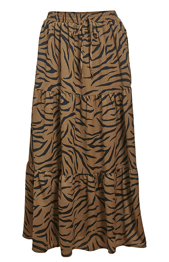 Animal Print Tiered Midi Skirt Slide 1