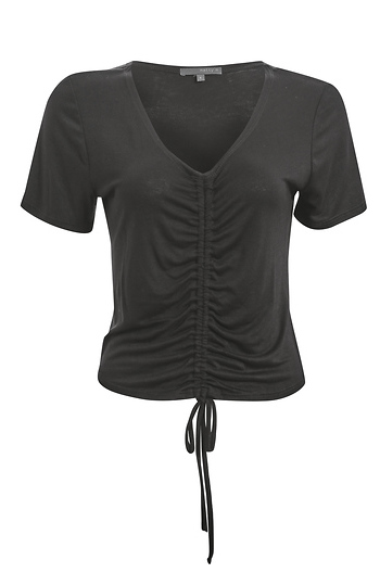 Shirred Front Short Sleeve Top Slide 1