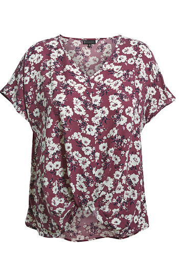 Floral Print Front Twist Top Slide 1