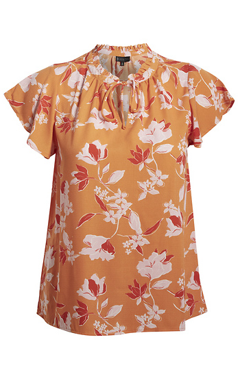 Split Neck Floral Top Slide 1
