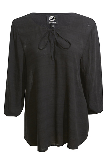 Lace Up Three Quarter Sleeve Blouse Slide 1