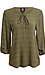 Lace Up Three Quarter Sleeve Blouse Thumb 1