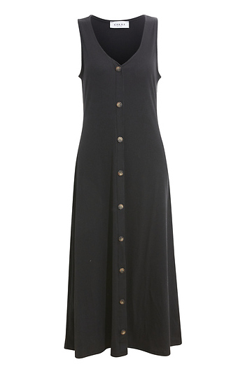 Sleeveless Button Down Rib Dress Slide 1