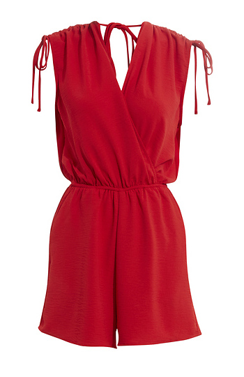 Sleeveless Shoulder Ruching Romper Slide 1