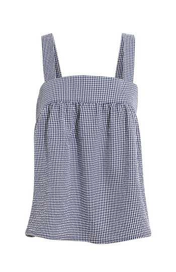 Sleeveless Gingham Printed Tank Top Slide 1