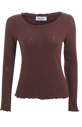 Boat Neck Long Sleeve Top in Brick Red S - L | DAILYLOOK