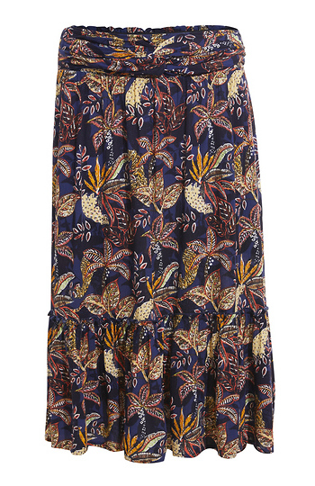 Democracy Tropical Print Midi Skirt Slide 1