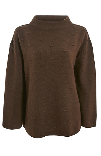 Democracy Mock Neck Popcorn Stitch Sweater Slide 1