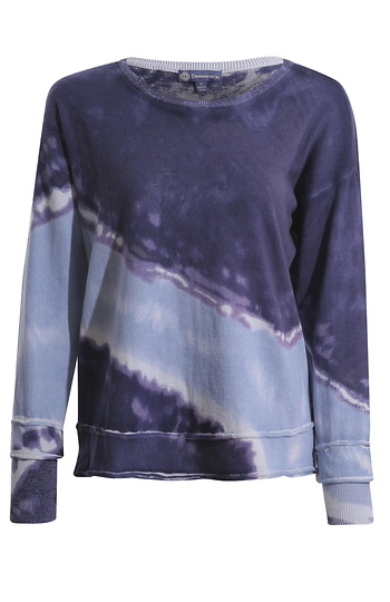 Democracy Tie Dye Long Sleeve Curled Edge Hem Sweater Slide 1