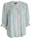 Democracy Floral Print 3/4 Sleeve Button Up Top