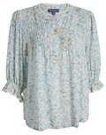 Democracy Floral Print 3/4 Sleeve Button Up Top