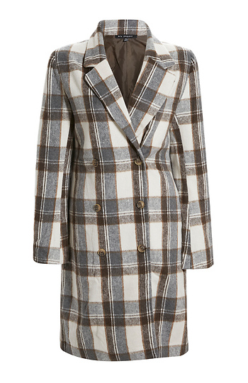 Plaid Button Down Long Coat Slide 1