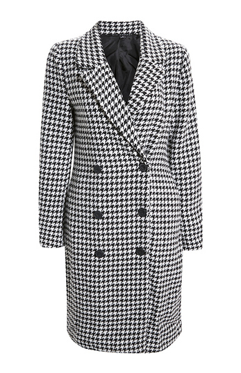 Houndstooth Longline Coat Slide 1