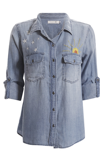 Sunshine Embroidered Button Up Slide 1