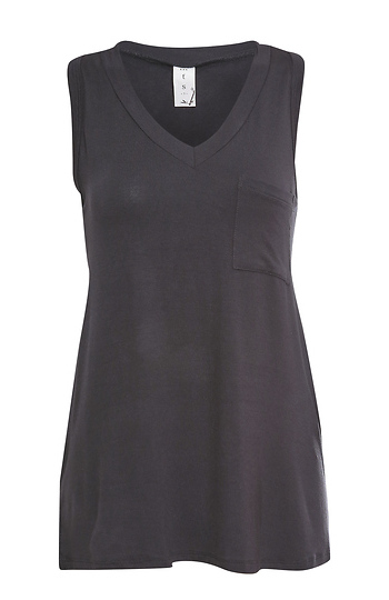 Bamboo V-Neck Top With Pocket Detail Slide 1