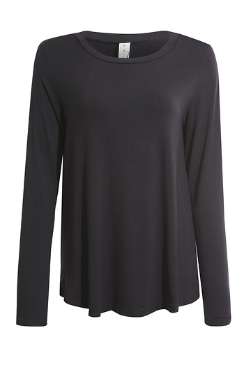 Bamboo Round Neck Long Sleeve Top Slide 1
