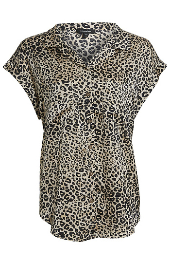 Animal Print Button Up Blouse Slide 1