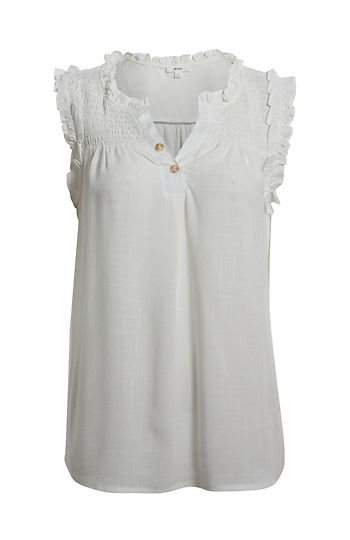 Sleeveless Split Neck with Smocking Detail Slide 1